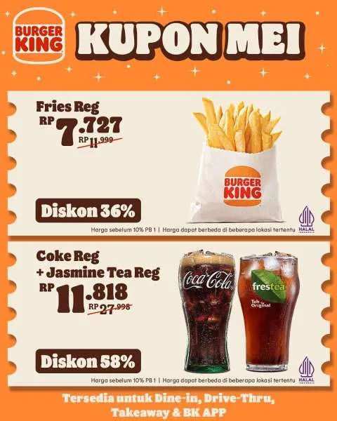 Promo Burger King Kupon Mei Fries dan Drink