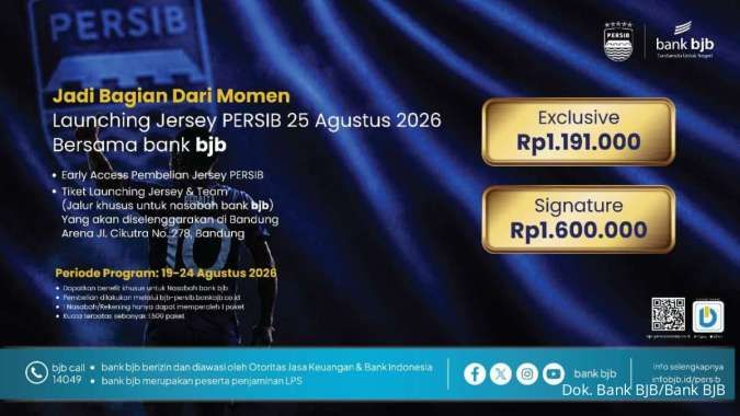 Bank BJB Buka Akses Awal Jersey Persib 2026/2027 Secara Eksklusif Untuk Para Nasabah