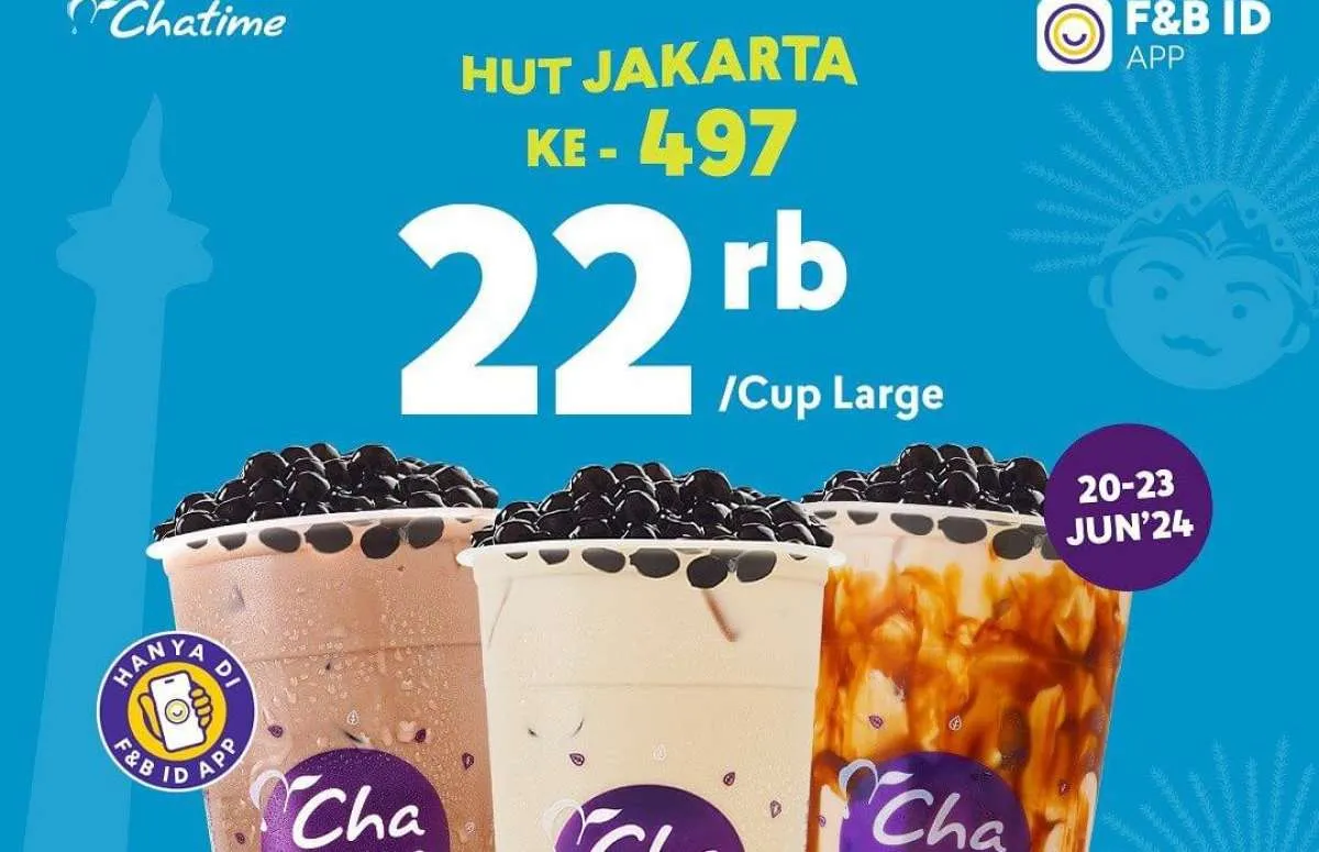 Promo Chatime Spesial HUT Jakarta Minuman Hemat Rp 22.000, Segera Berakhir Besok