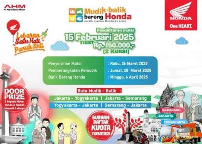 Syarat Daftar Mudik Bareng Honda Tahun 2025 dan Jadwalnya, Rp 150.000 Dapat 2 Tiket