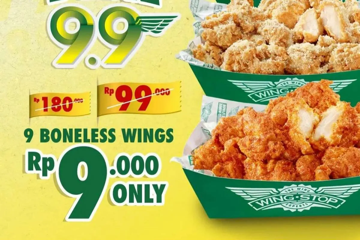 Promo 9.9 Wingstop 8-11 September 2022, Super Deal 9 Boneless Wings Cuma Rp 9.000