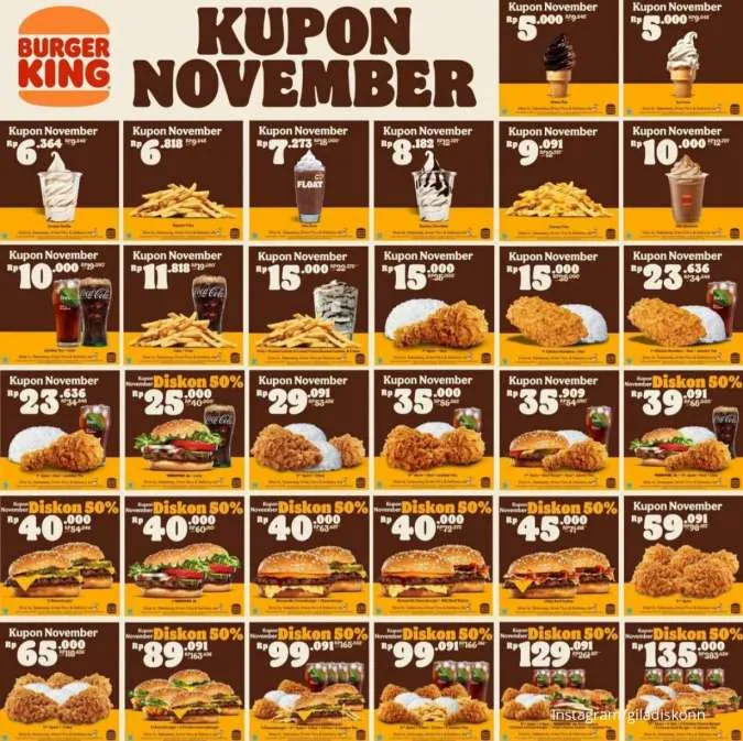 Promo Burger King Kupon November diskon 50%