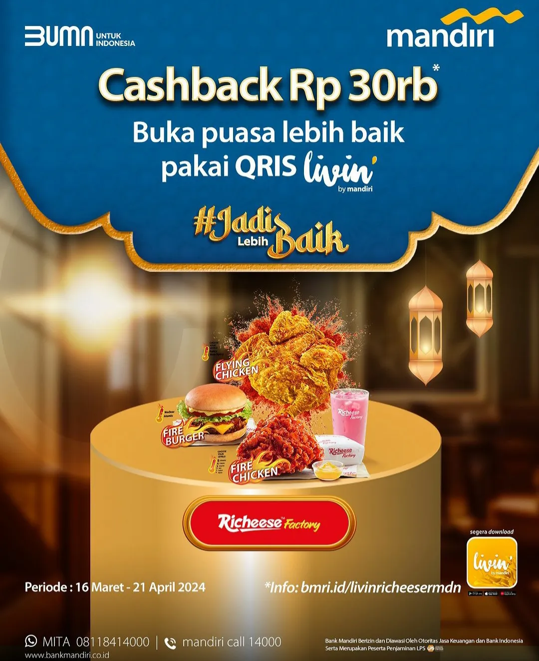 Promo Richeese x Mandiri cashback Rp 30.000